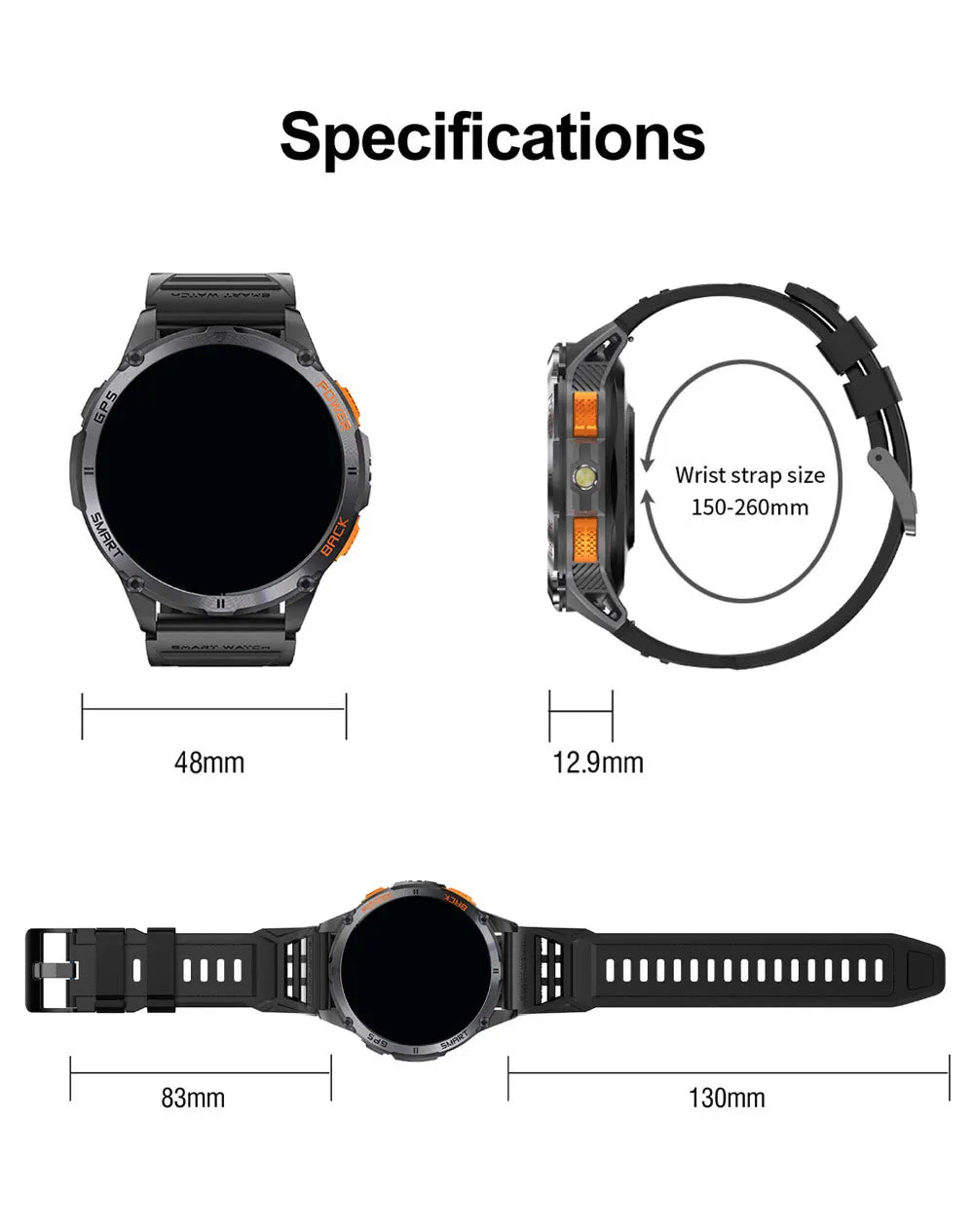 Chytré hodinky GPS RUNNER – AMOLED / Svítilna / Baterie 530 mAh 10 dni