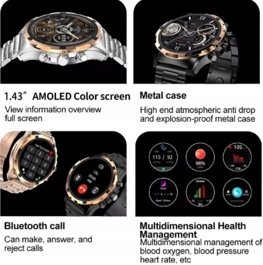 Chytré hodinky  Gold AMOLED – Luxusní business smartwatch